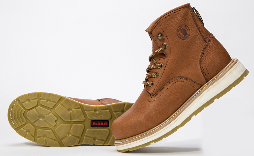 ROCKROOSTER Roberta Men's 6" Plain Toe Water Resistant Wedge Work Boot – Tan | AP615