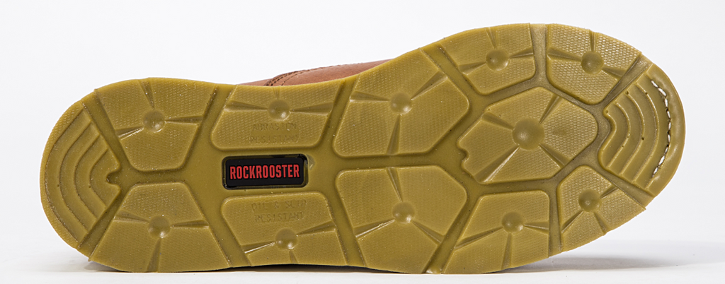 ROCKROOSTER Roberta Men's 6" Plain Toe Water Resistant Wedge Work Boot – Tan | AP615