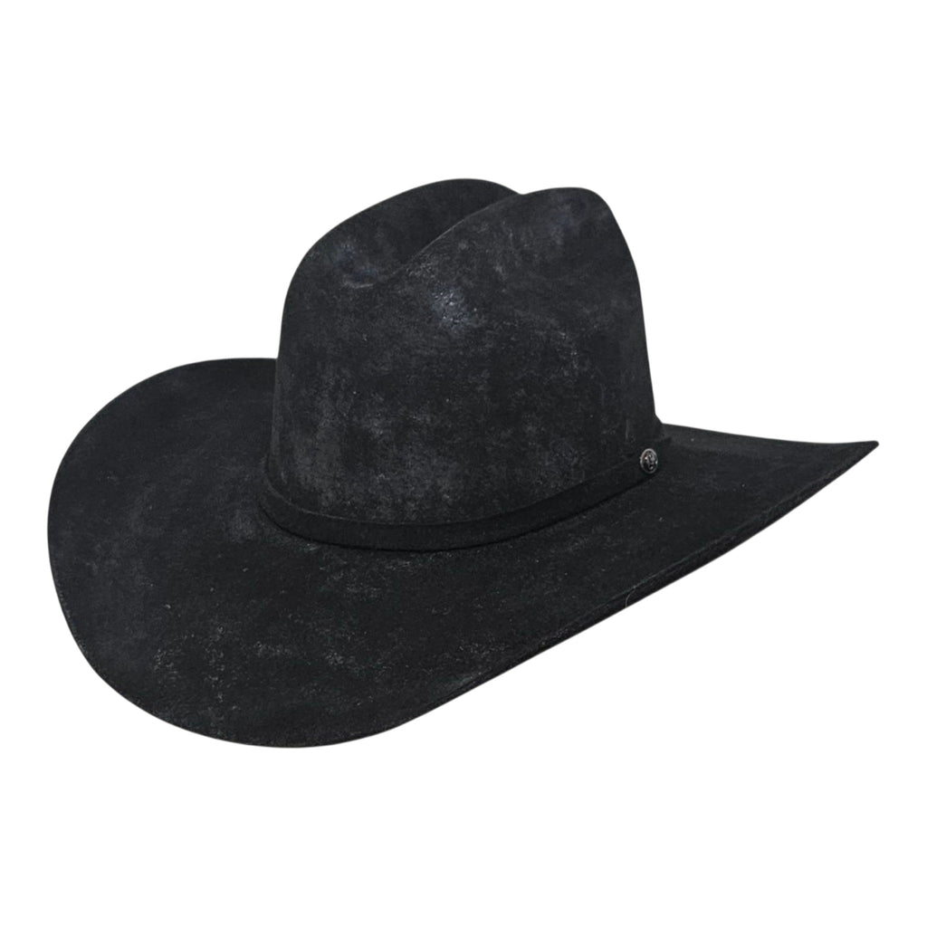 Gone Country Yellowstone Black 5X Wool Cowboy Hat — Distressed Western Style