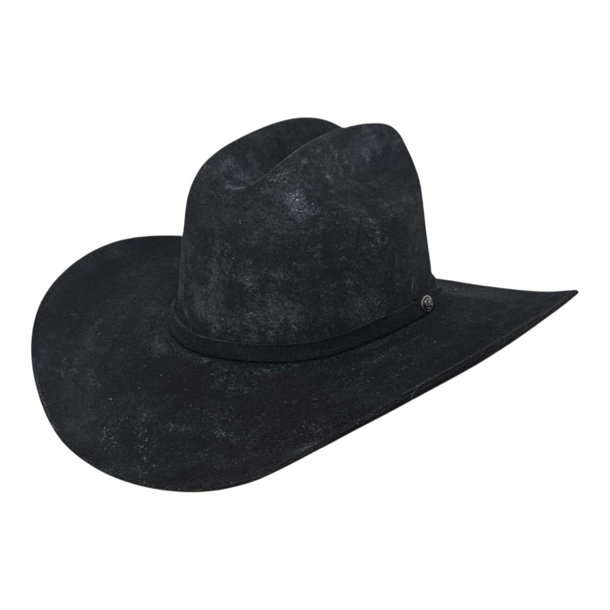 Gone Country Yellowstone Black 5X Wool Cowboy Hat — Distressed Western Style