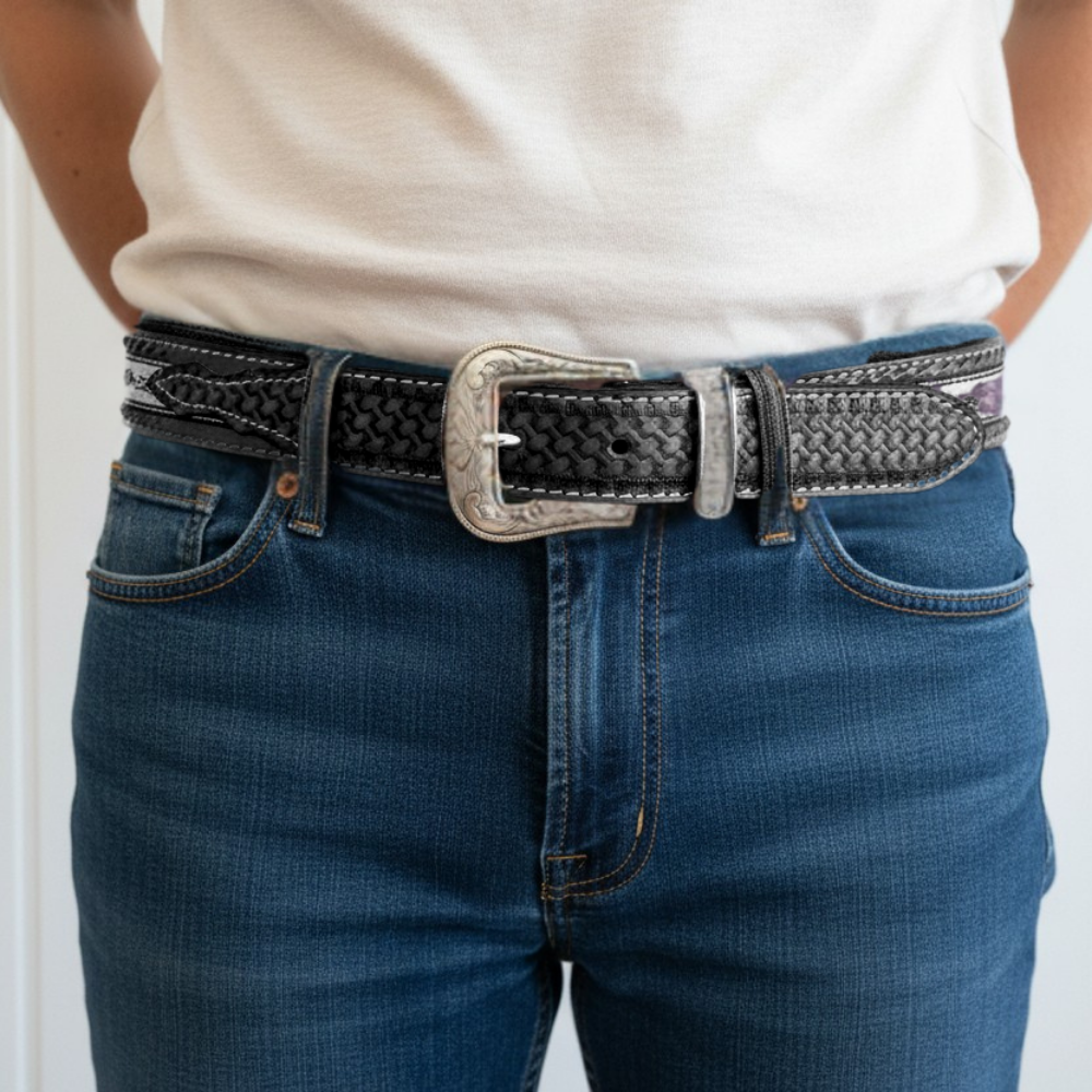 Woven Aztec Western Leather Belt | Baja Leather Western Belt