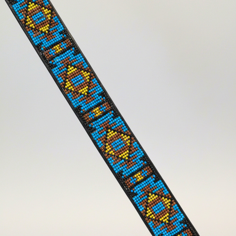 Turquoise Diamond Leather Cowboy Belt | Baja Leather Western Belt