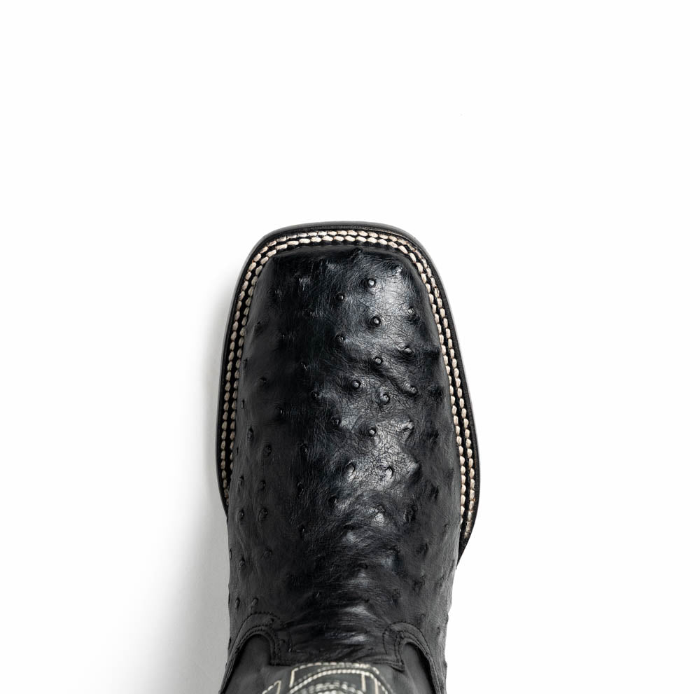Marco Di Milano Alabama Men's Exotic Cowboy Boots – Full-Quill Ostrich | Black Square Toe
