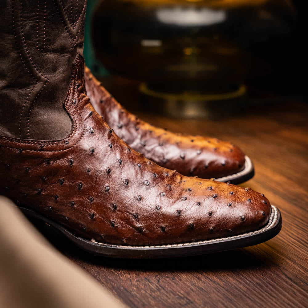 Marco Di Milano Alabama Men's Exotic Cowboy Boots – Full-Quill Ostrich | Kango Tabac Square Toe