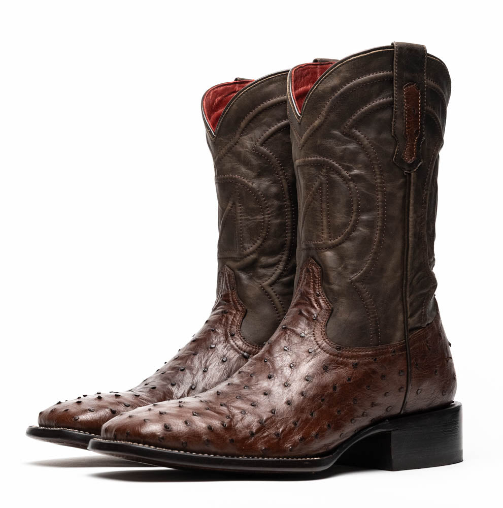 Marco Di Milano Alabama Men's Exotic Cowboy Boots – Full-Quill Ostrich | Kango Tabac Square Toe