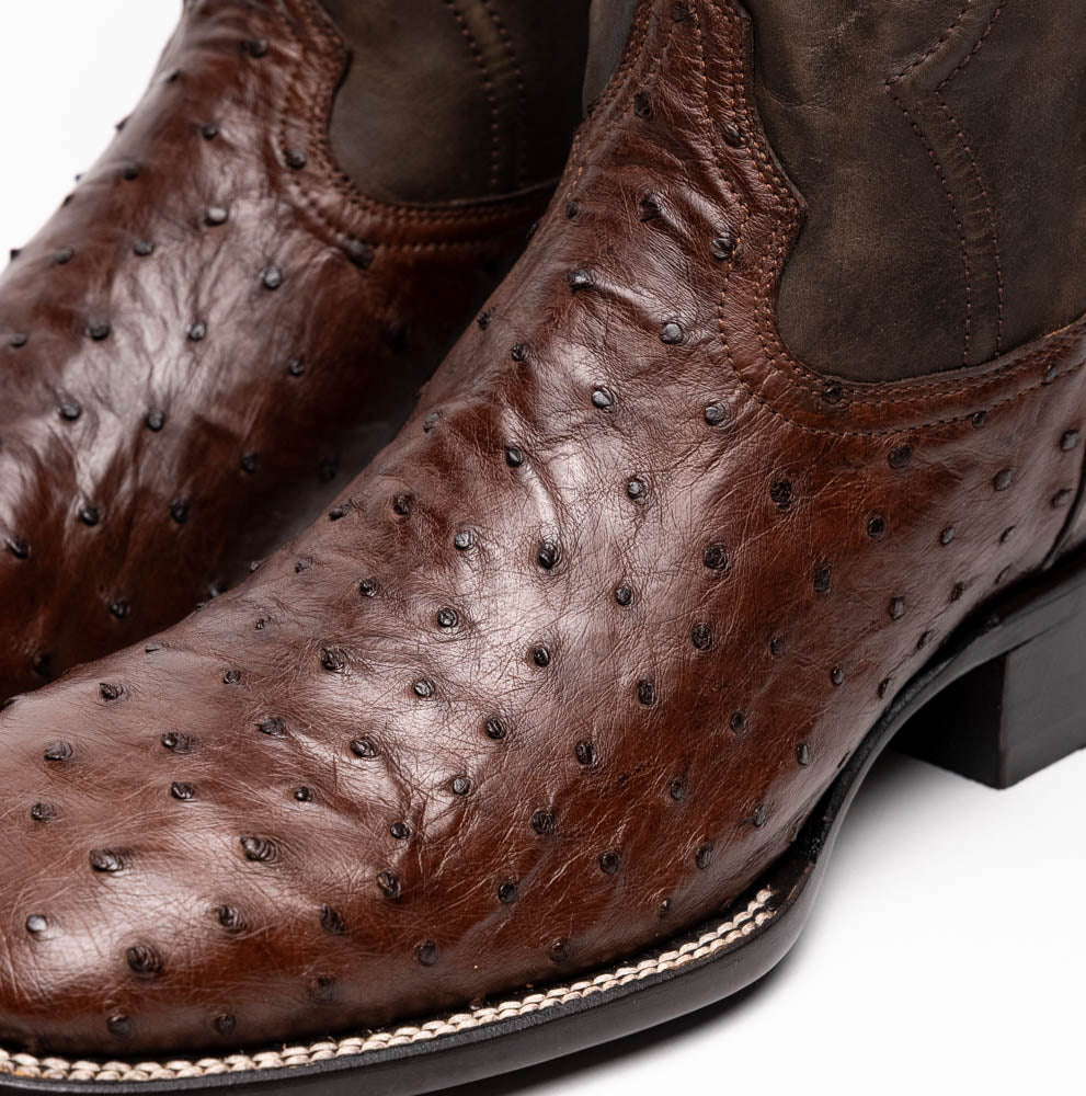 Marco Di Milano Alabama Men's Exotic Cowboy Boots – Full-Quill Ostrich | Kango Tabac Square Toe