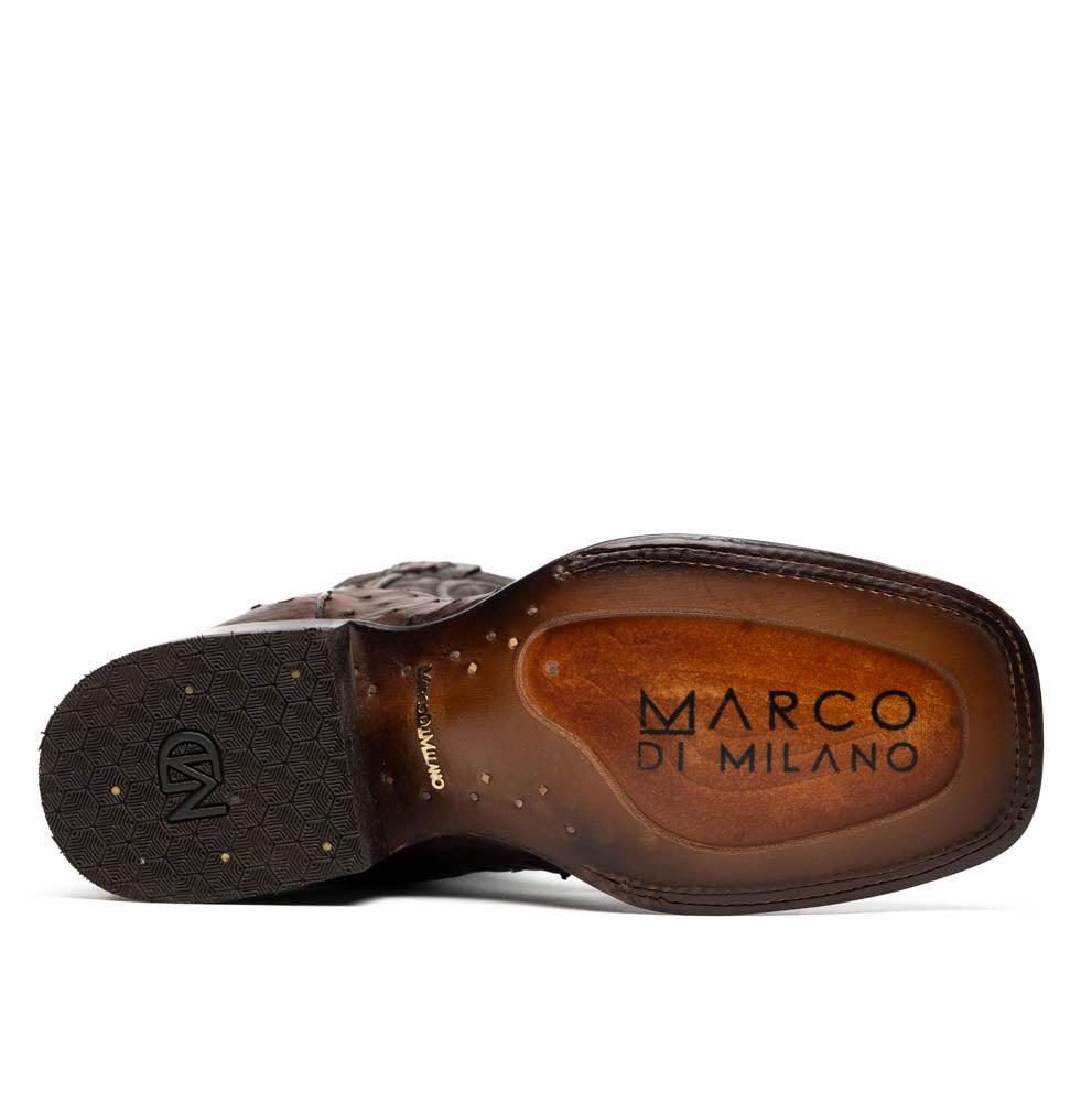 Marco Di Milano Alabama Men's Exotic Cowboy Boots – Full-Quill Ostrich | Kango Tabac Square Toe