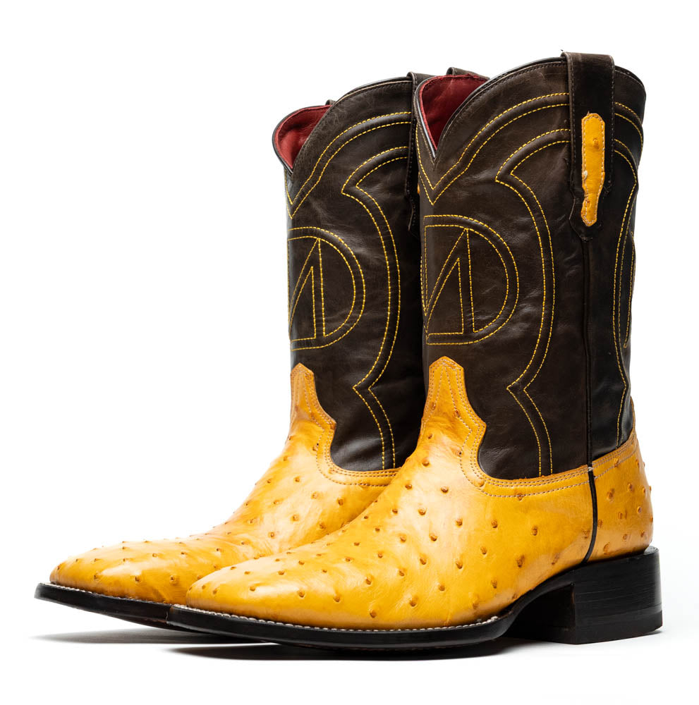 Marco Di Milano Alabama Men's Exotic Cowboy Boots – Full-Quill Ostrich | Buttercup Square Toe