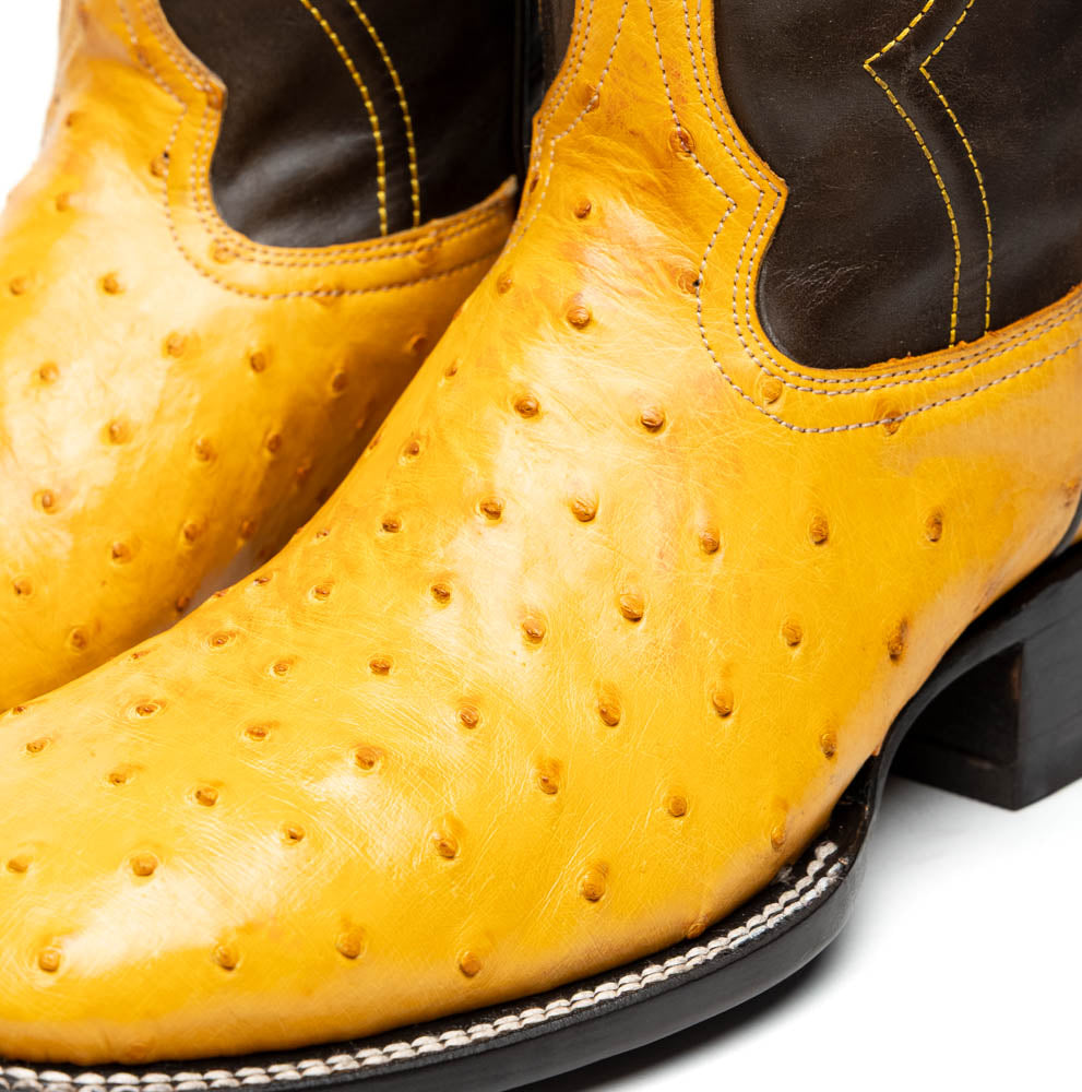 Marco Di Milano Alabama Men's Exotic Cowboy Boots – Full-Quill Ostrich | Buttercup Square Toe