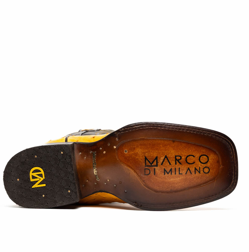 Marco Di Milano Alabama Men's Exotic Cowboy Boots – Full-Quill Ostrich | Buttercup Square Toe
