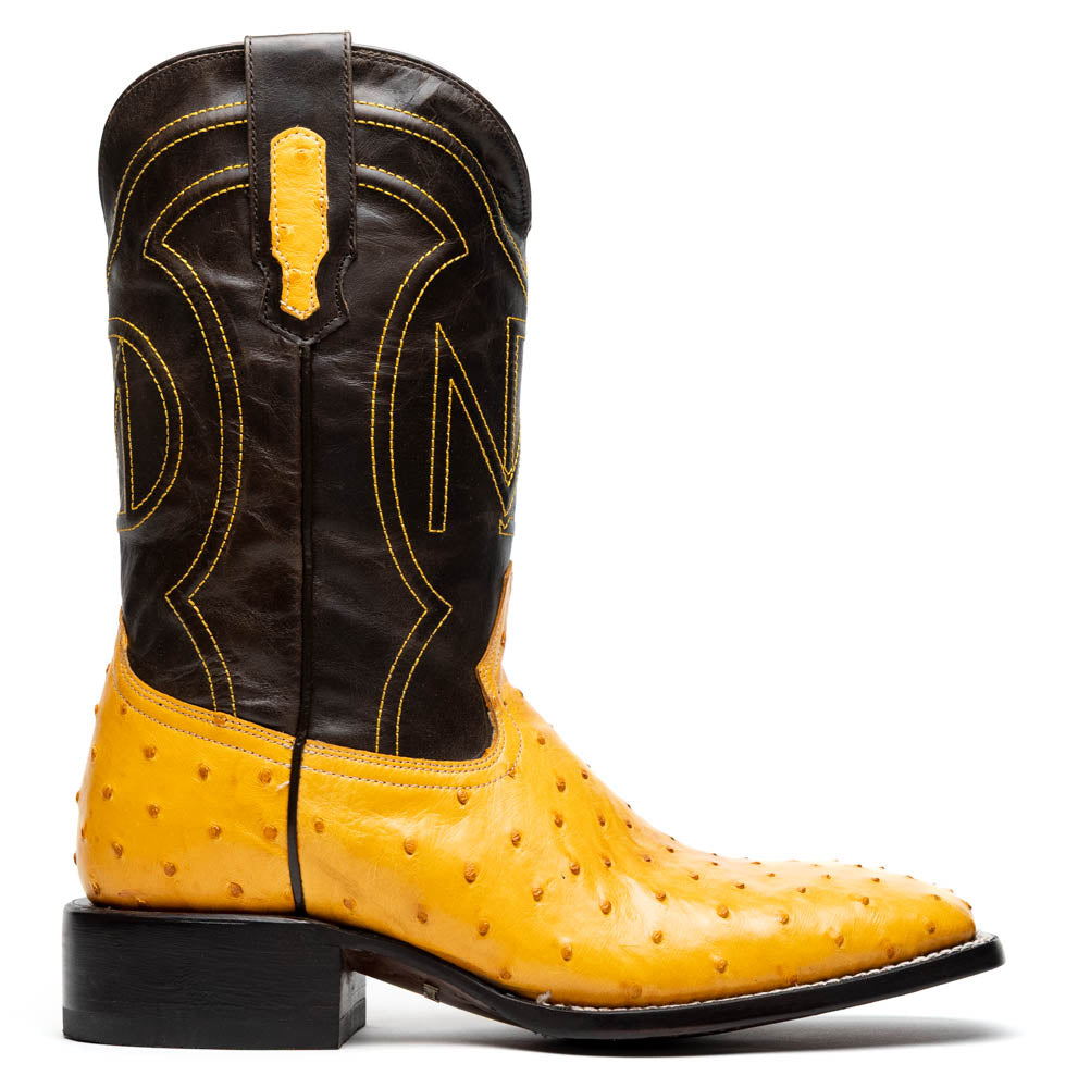 Marco Di Milano Alabama Men's Exotic Cowboy Boots – Full-Quill Ostrich | Buttercup Square Toe