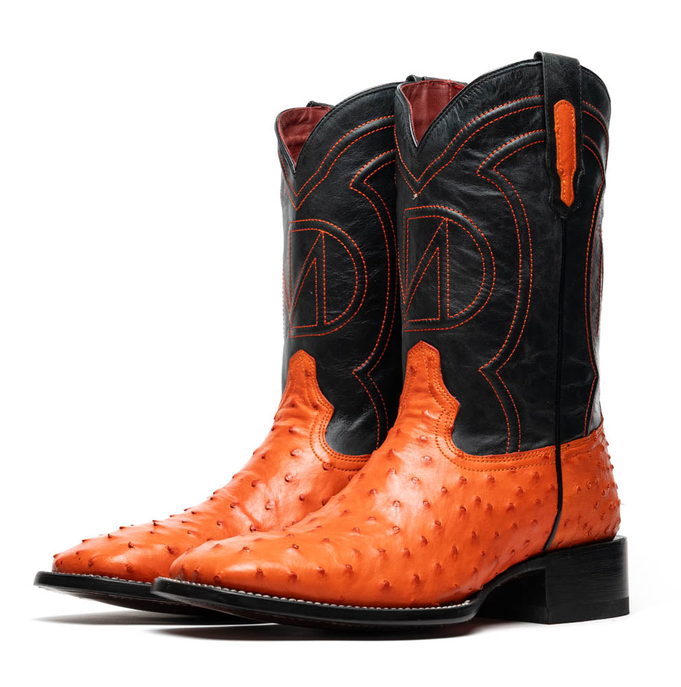 Marco Di Milano Alabama Men's Exotic Cowboy Boots – Full-Quill Ostrich | Orange Square Toe