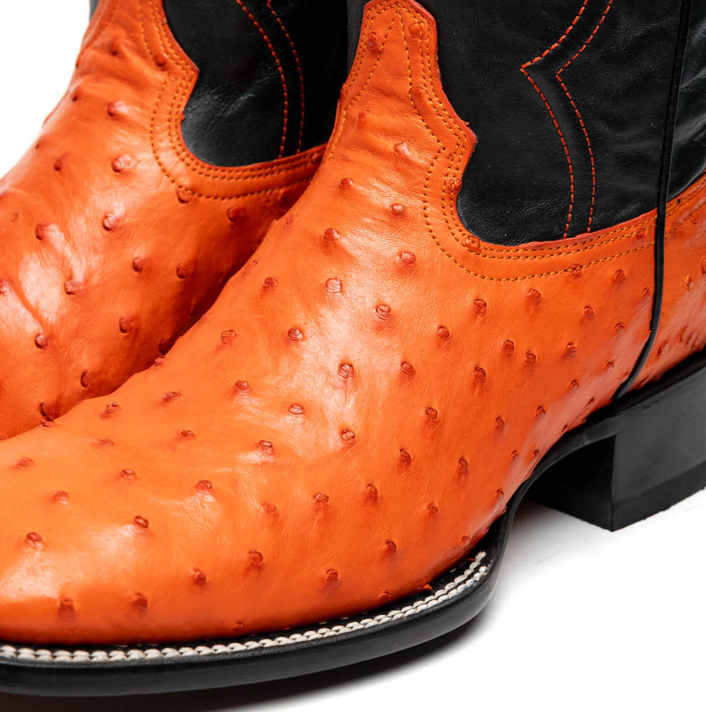 Marco Di Milano Alabama Men's Exotic Cowboy Boots – Full-Quill Ostrich | Orange Square Toe