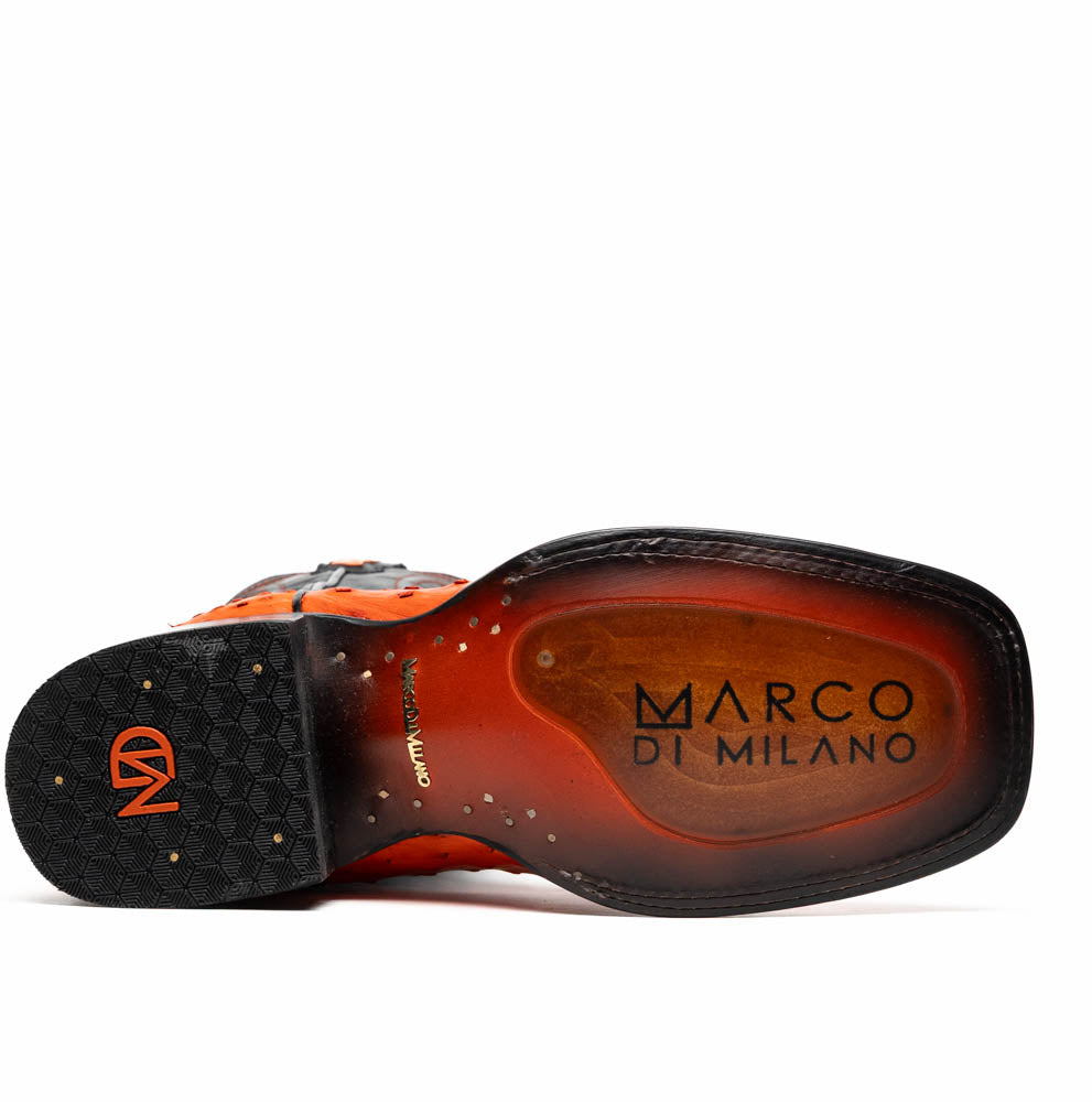 Marco Di Milano Alabama Men's Exotic Cowboy Boots – Full-Quill Ostrich | Orange Square Toe