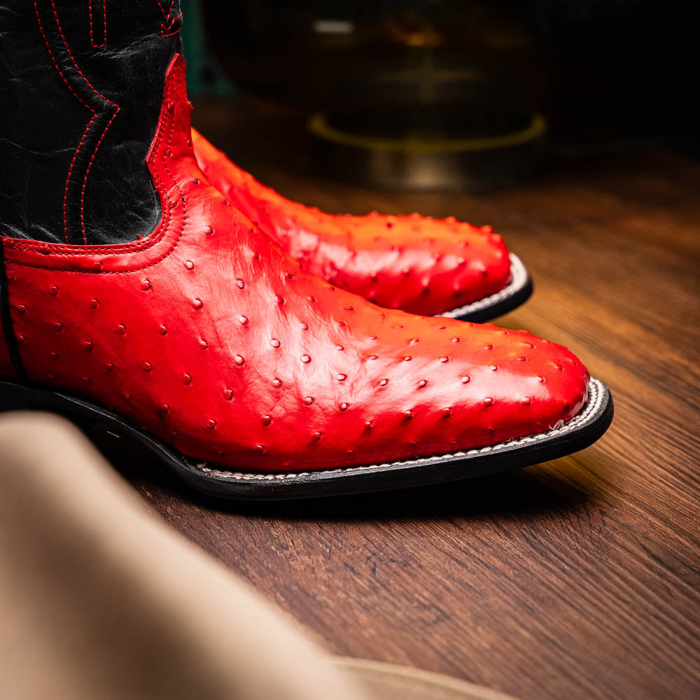 Marco Di Milano Alabama Men's Exotic Cowboy Boots – Full-Quill Ostrich | Red