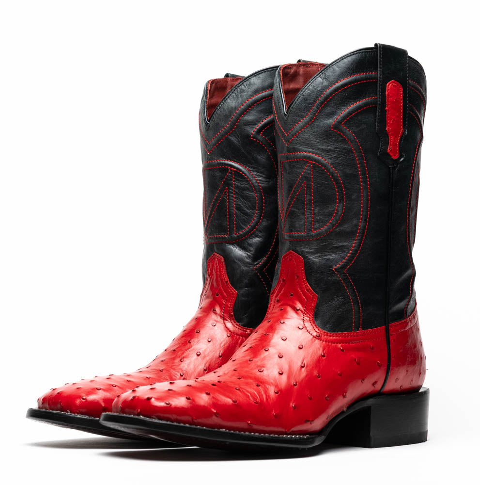Marco Di Milano Alabama Men's Exotic Cowboy Boots – Full-Quill Ostrich | Red
