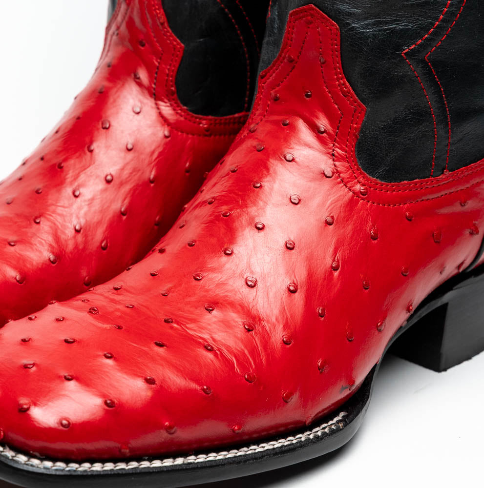 Marco Di Milano Alabama Men's Exotic Cowboy Boots – Full-Quill Ostrich | Red