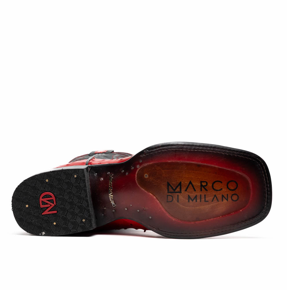 Marco Di Milano Alabama Men's Exotic Cowboy Boots – Full-Quill Ostrich | Red