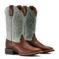 Ariat Women's Hybrid Ranchwork Wide Square Toe Western Boot – Leather | Shock Shield® | Peanut Brown