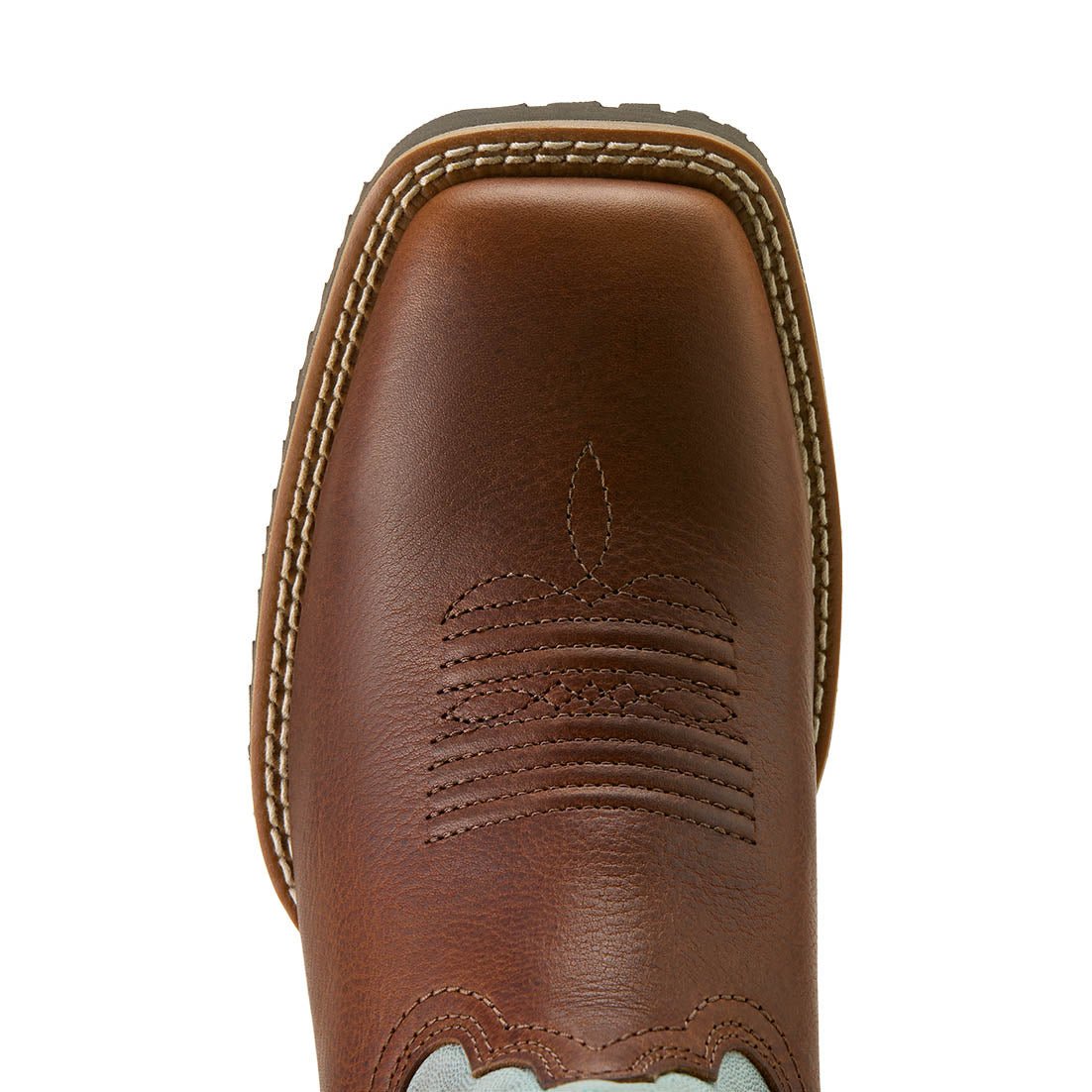 Ariat Women's Hybrid Ranchwork Wide Square Toe Western Boot – Leather | Shock Shield® | Peanut Brown