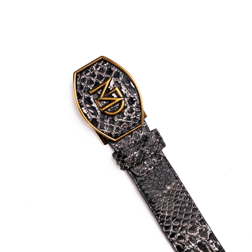 Marco Di Milano Arkansas Men's Exotic Western Belt – Genuine Python Skin | Antique Newspaper