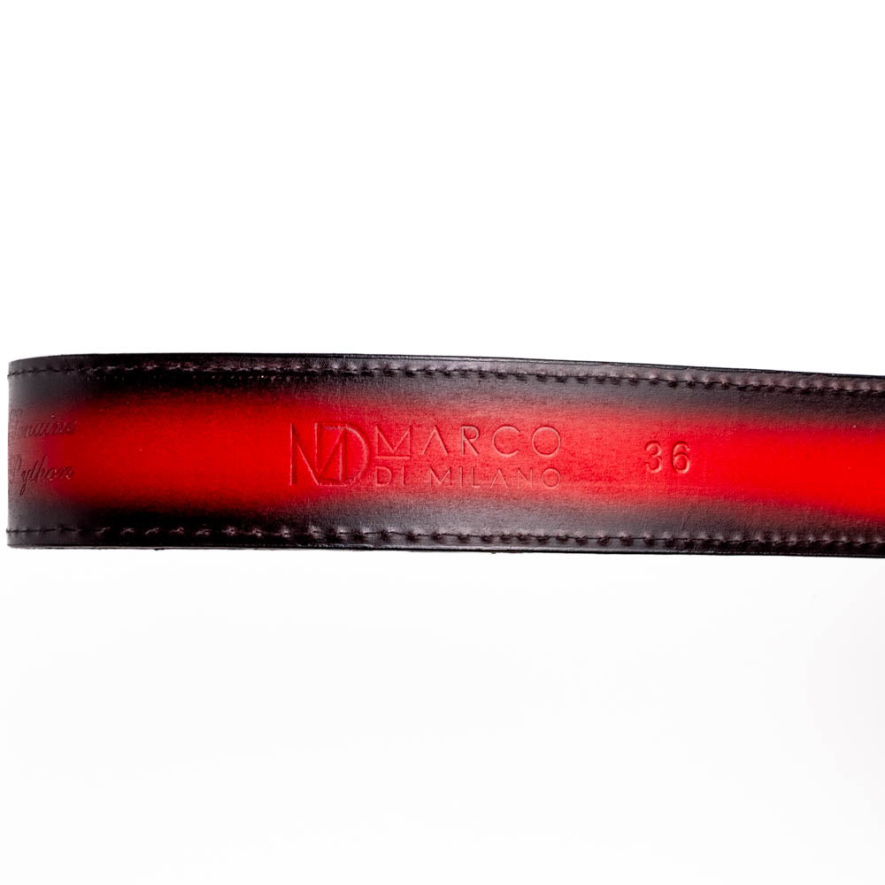 Marco Di Milano Arkansas Men's Exotic Western Belt – Genuine Python Skin | BlackCherry