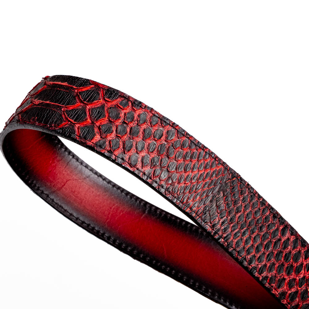 Marco Di Milano Arkansas Men's Exotic Western Belt – Genuine Python Skin | BlackCherry