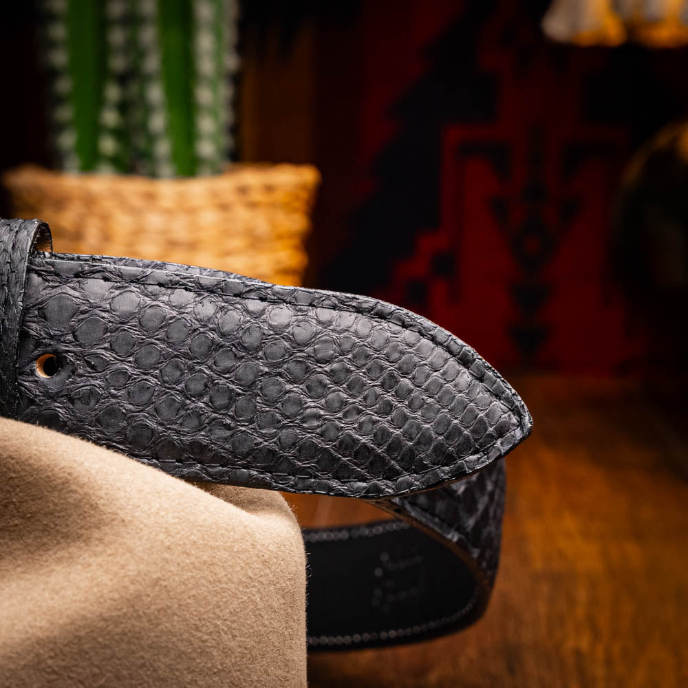 Marco Di Milano Arkansas Men's Exotic Western Belt – Genuine Python Skin | Black