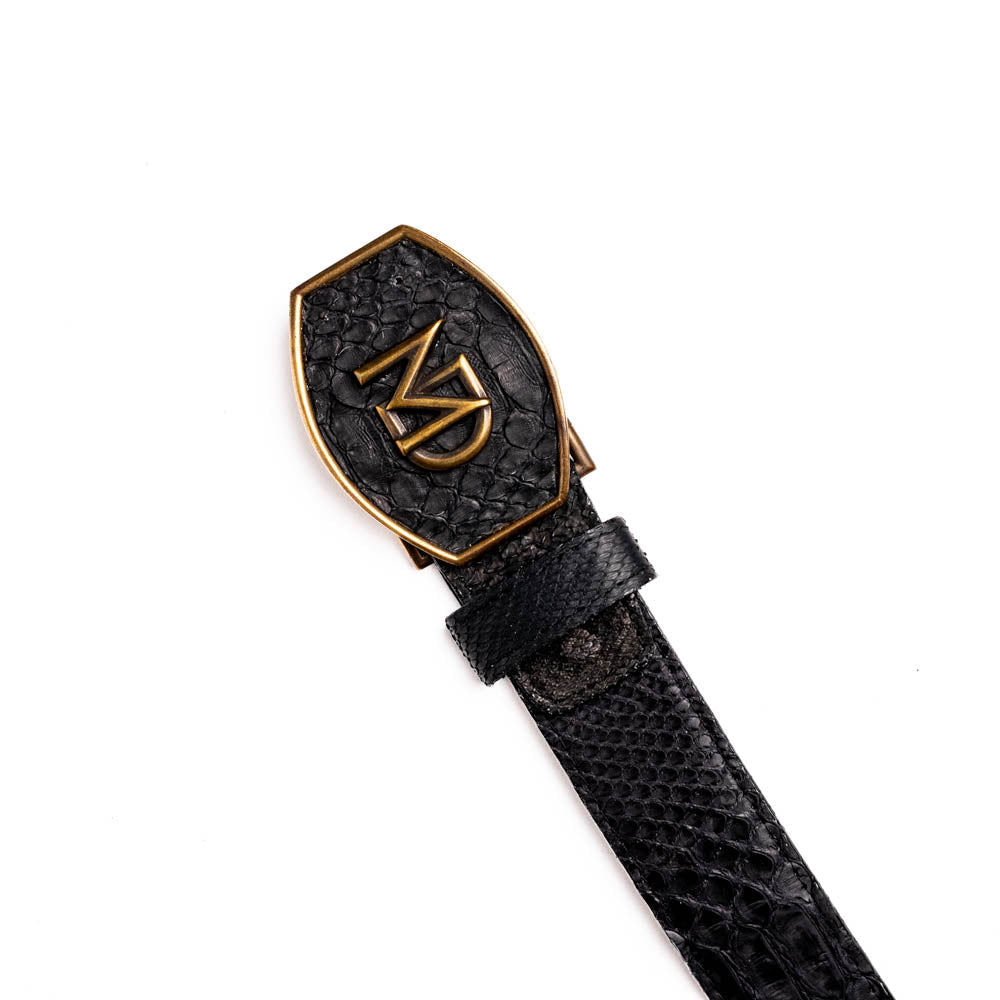 Marco Di Milano Arkansas Men's Exotic Western Belt – Genuine Python Skin | Black