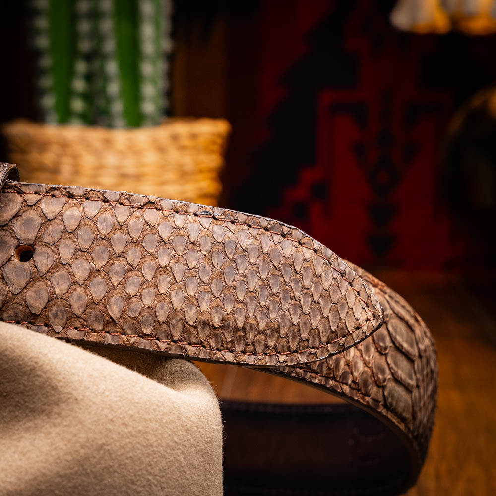 Marco Di Milano Arkansas Men's Exotic Western Belt – Genuine Python Skin | Brown