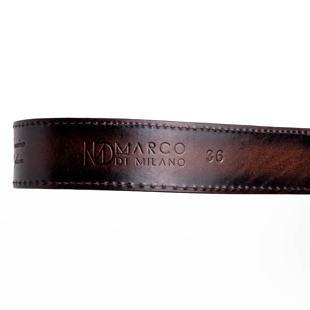 Marco Di Milano Arkansas Men's Exotic Western Belt – Genuine Python Skin | Brown