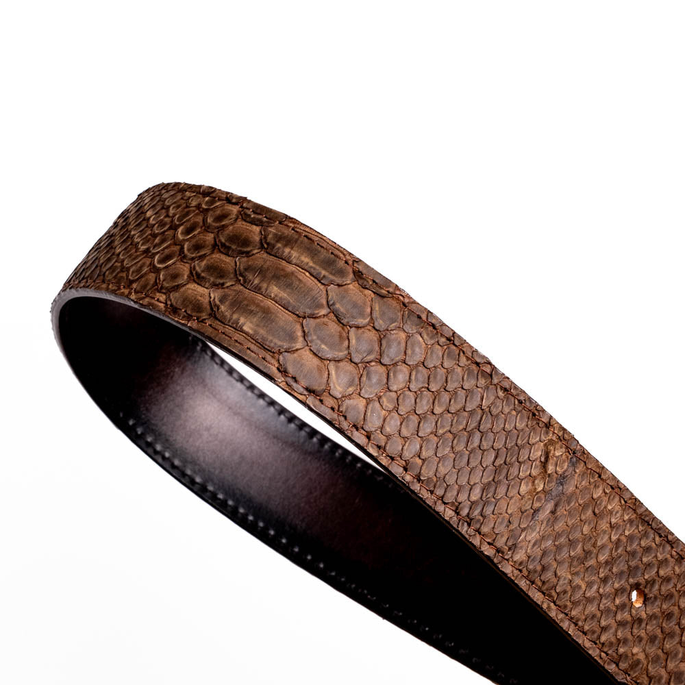Marco Di Milano Arkansas Men's Exotic Western Belt – Genuine Python Skin | Brown