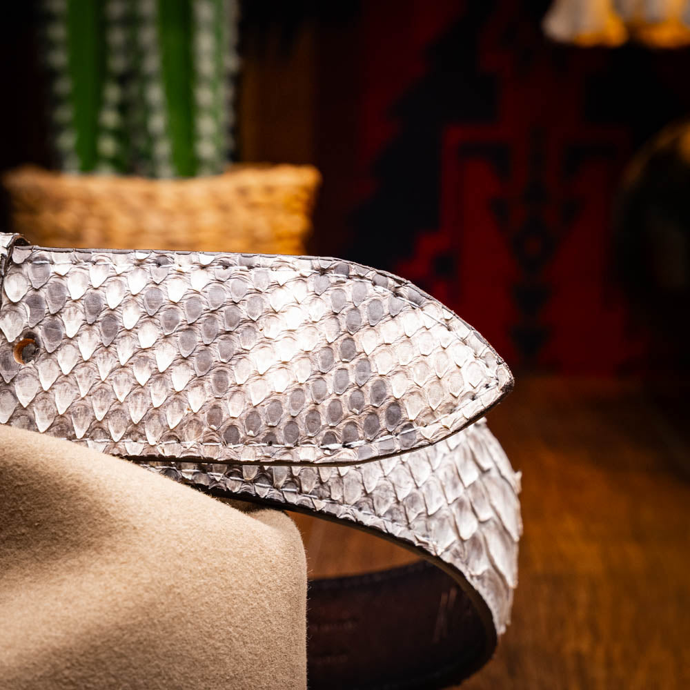 Marco Di Milano Arkansas Men's Exotic Western Belt – Genuine Python Skin | Natural