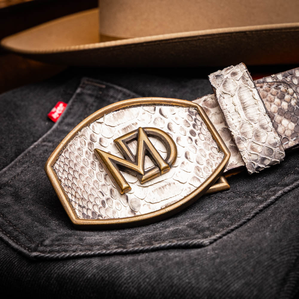 Marco Di Milano Arkansas Men's Exotic Western Belt – Genuine Python Skin | Natural