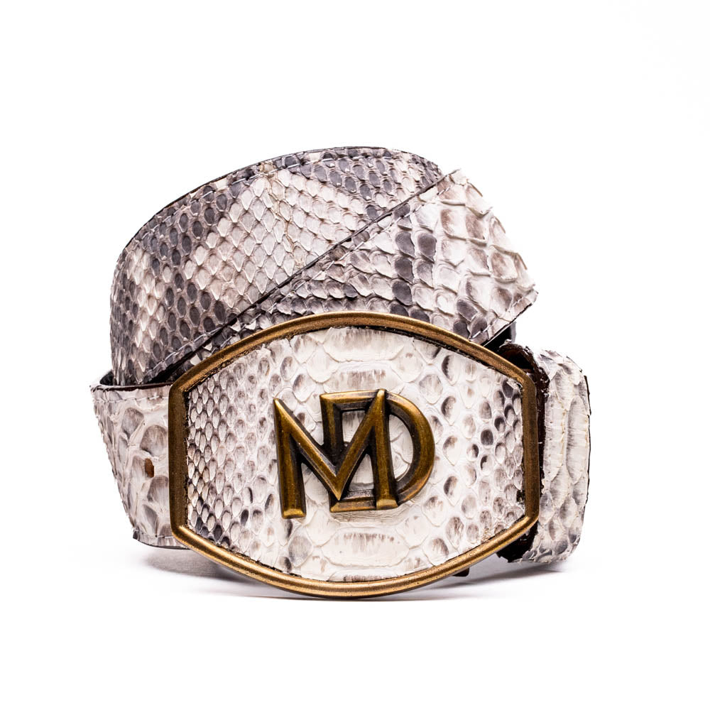 Marco Di Milano Arkansas Men's Exotic Western Belt – Genuine Python Skin | Natural