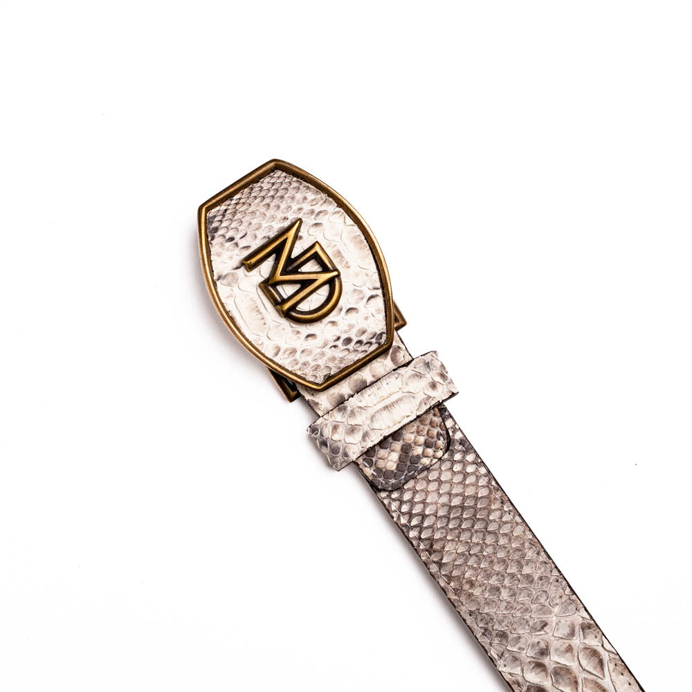 Marco Di Milano Arkansas Men's Exotic Western Belt – Genuine Python Skin | Natural