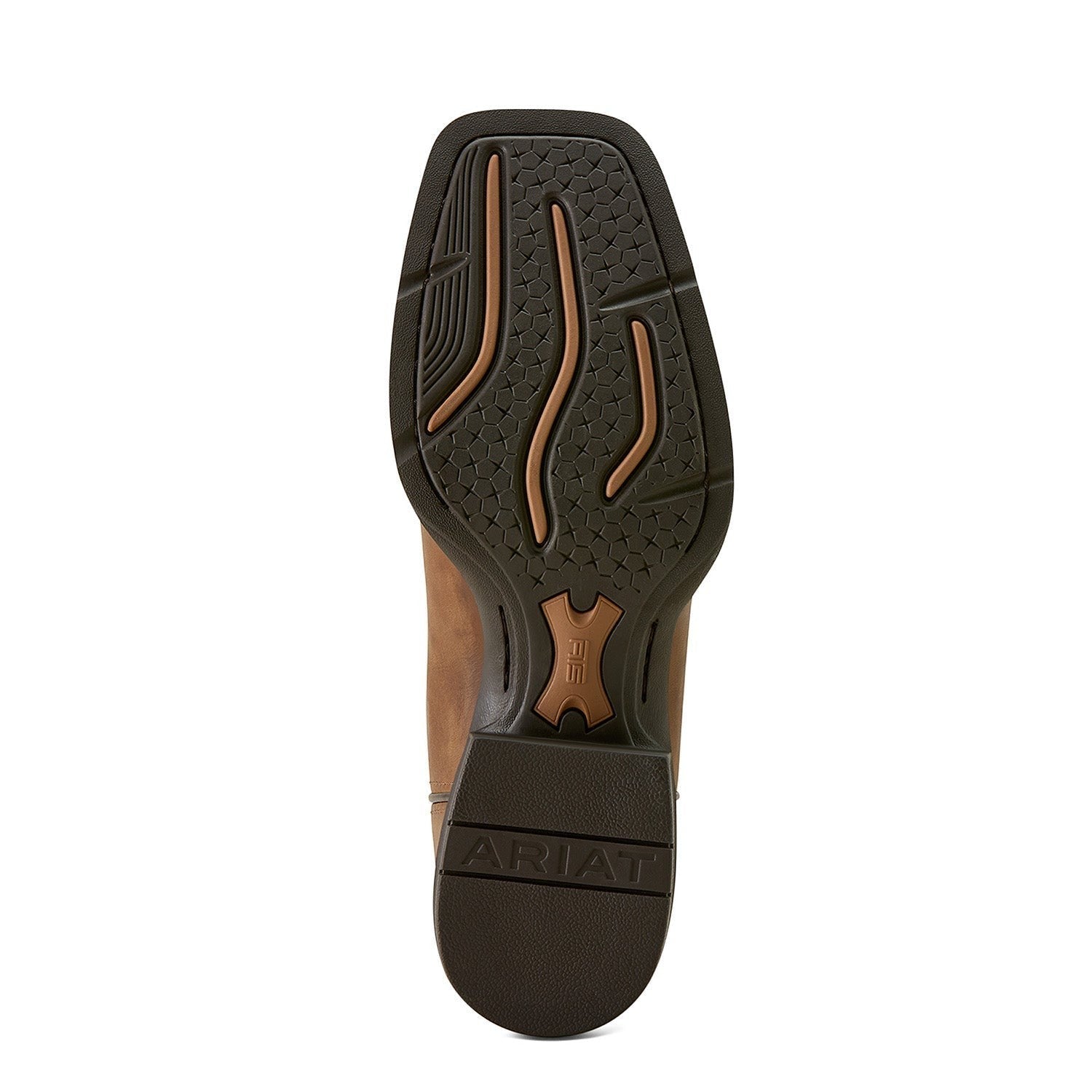 Copper Spur Western Boots & Hats Ariat men's brown leather square toe boots with steer skull embroidery and Duratread outsole.