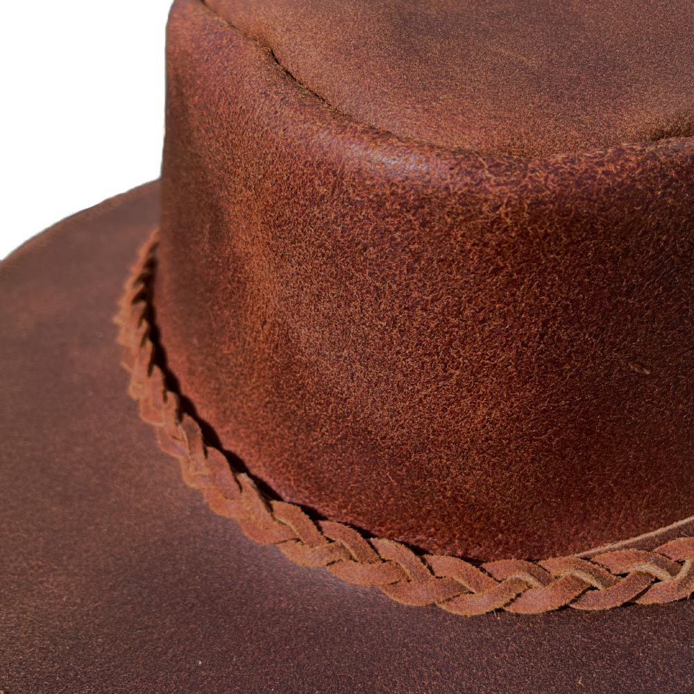 Canyons Brown Leather Rancher Hat | Baja Leather Western Hat