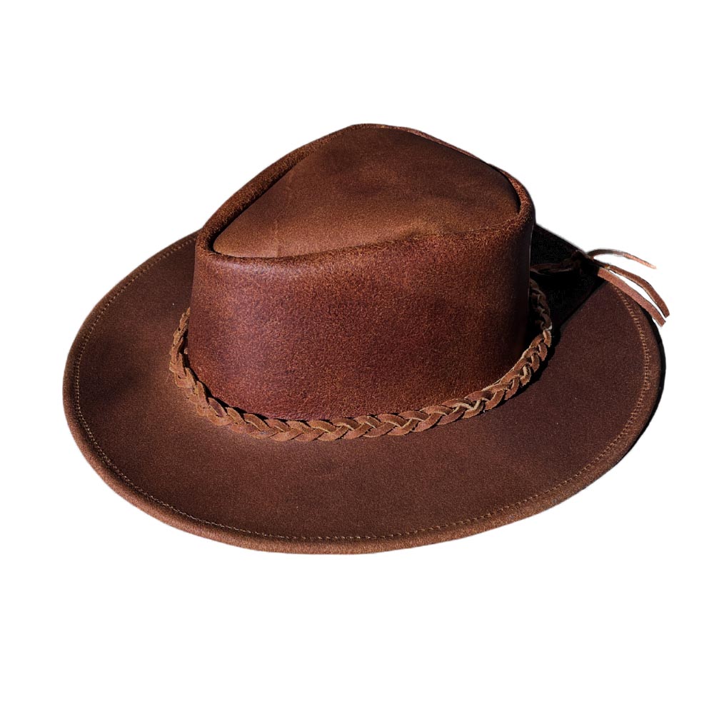 Canyons Brown Leather Rancher Hat | Baja Leather Western Hat