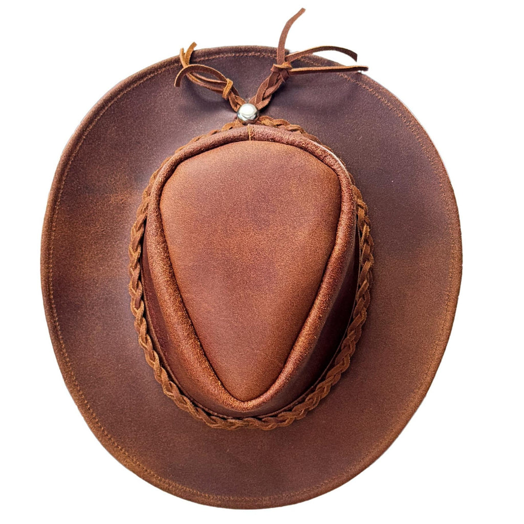 Canyons Brown Leather Rancher Hat | Baja Leather Western Hat