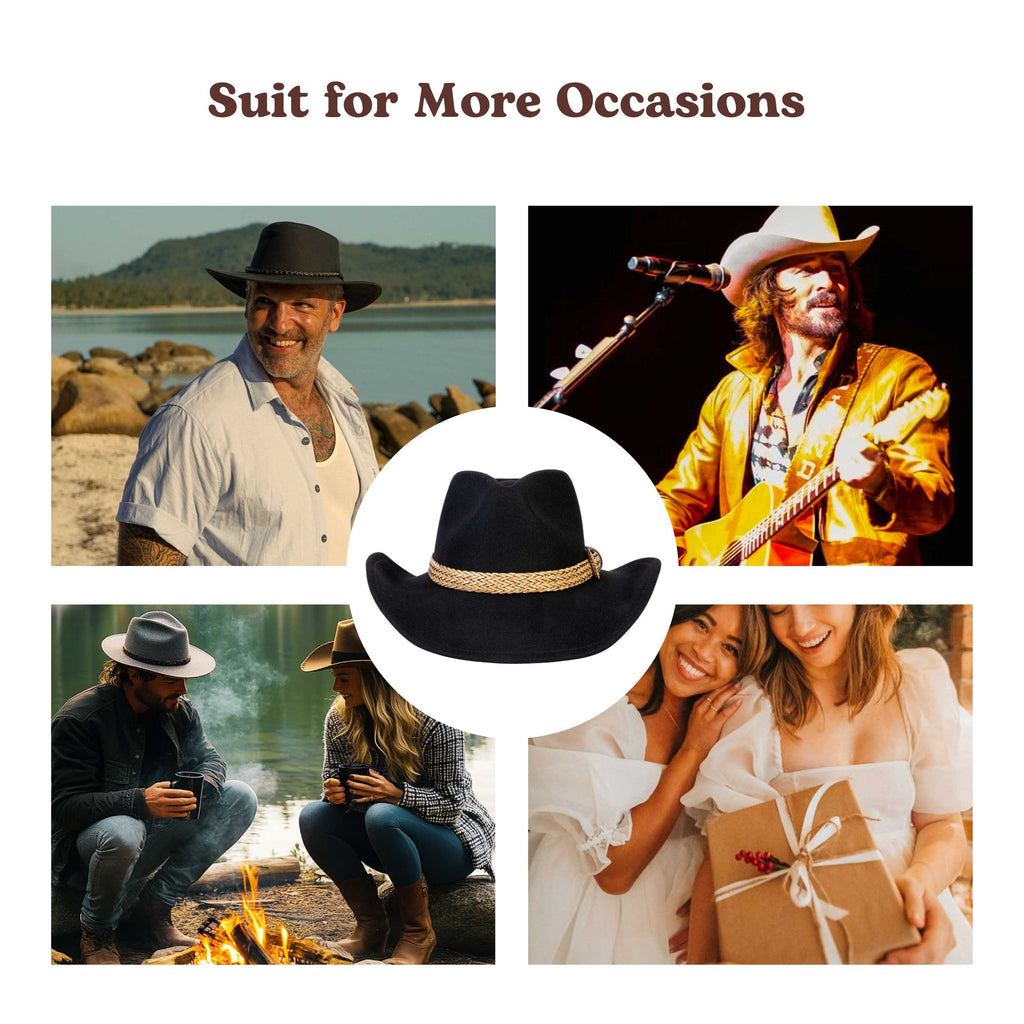 Dusty Trail Black Wool Felt Cowboy Hat | Mix Brown Western Hat