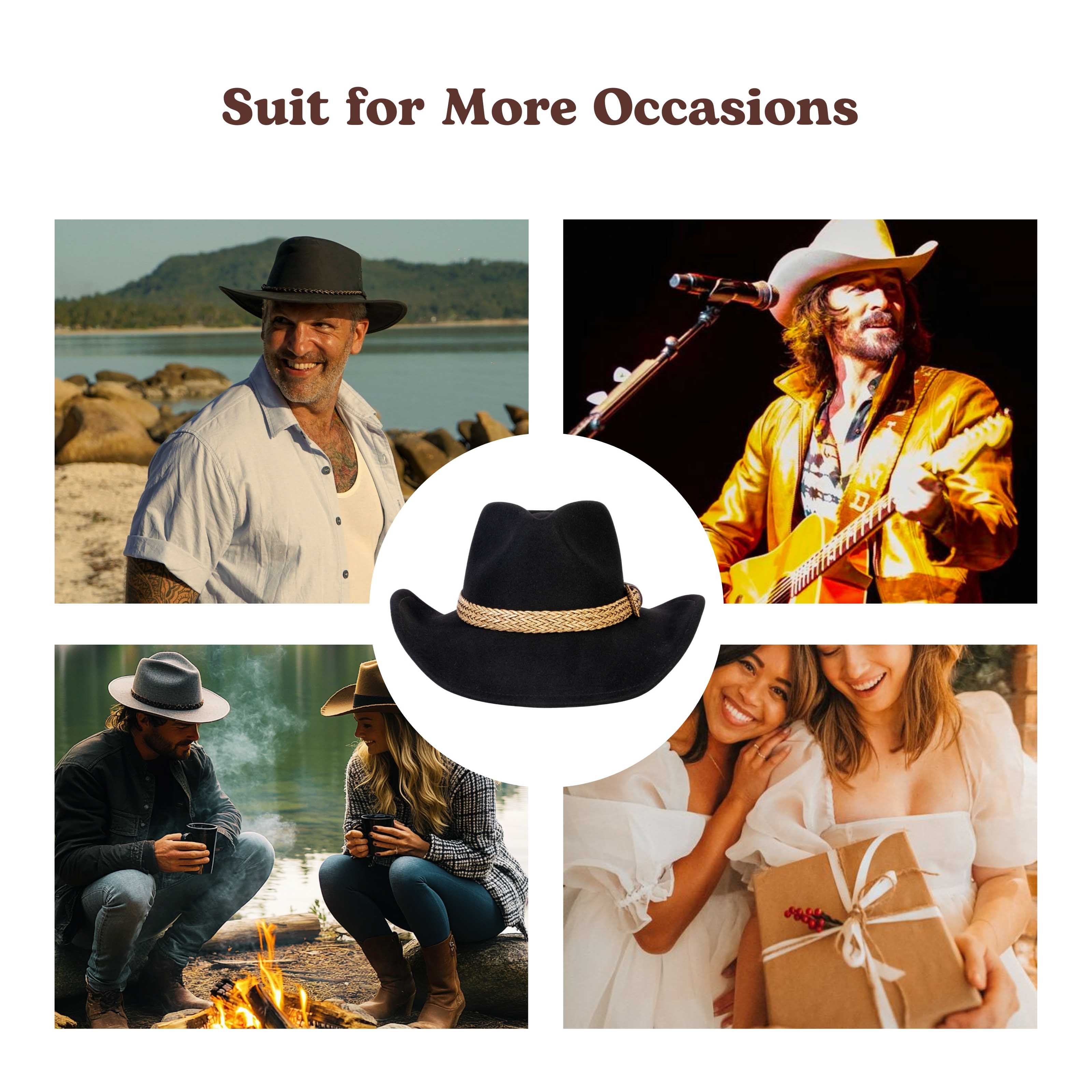 Dusty Trail Black Wool Felt Cowboy Hat | Mix Brown Western Hat