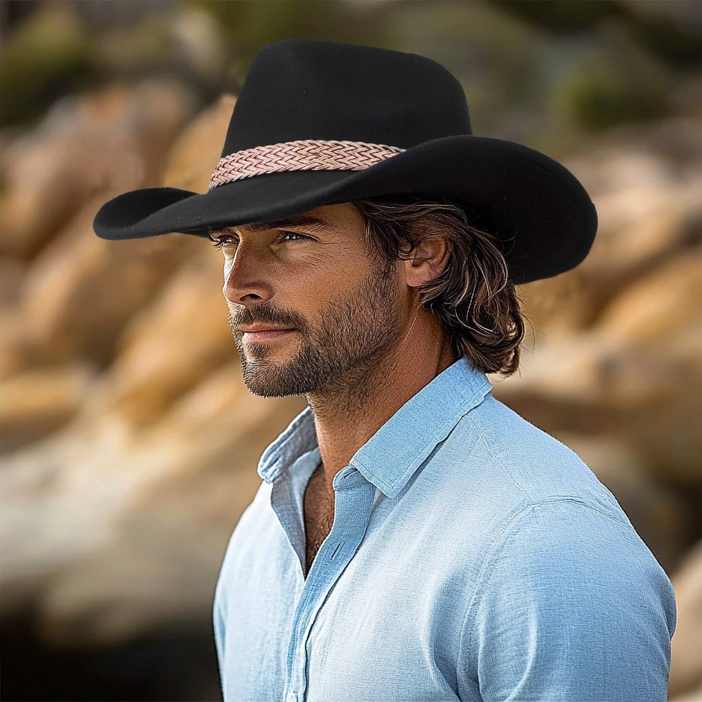 Dusty Trail Black Wool Felt Cowboy Hat | Mix Brown Western Hat