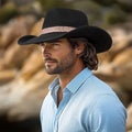 Dusty Trail Black Wool Felt Cowboy Hat | Mix Brown Western Hat