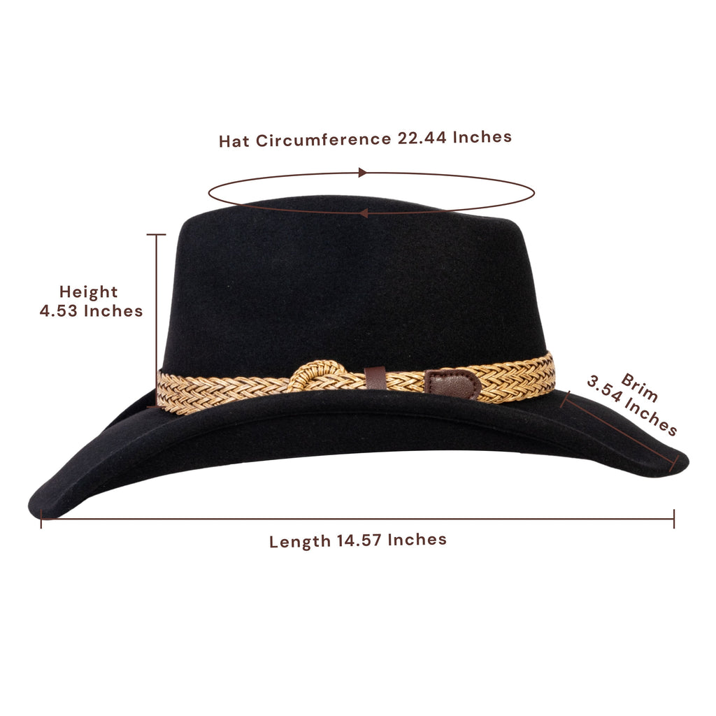 Dusty Trail Black Wool Felt Cowboy Hat | Mix Brown Western Hat