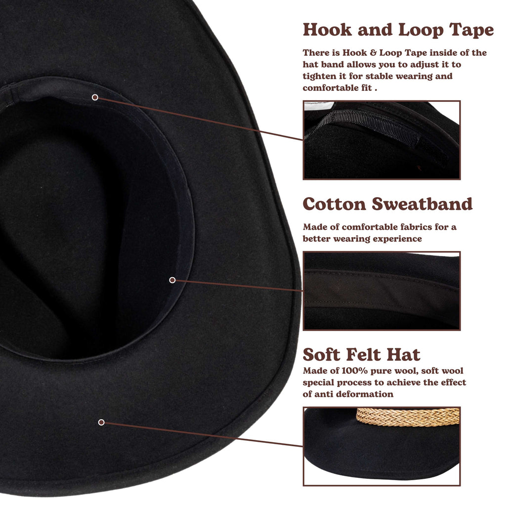 Dusty Trail Black Wool Felt Cowboy Hat | Mix Brown Western Hat