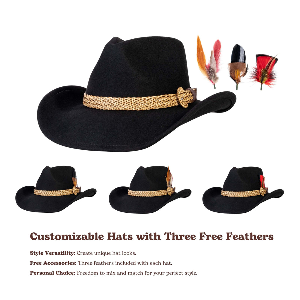 Dusty Trail Black Wool Felt Cowboy Hat | Mix Brown Western Hat