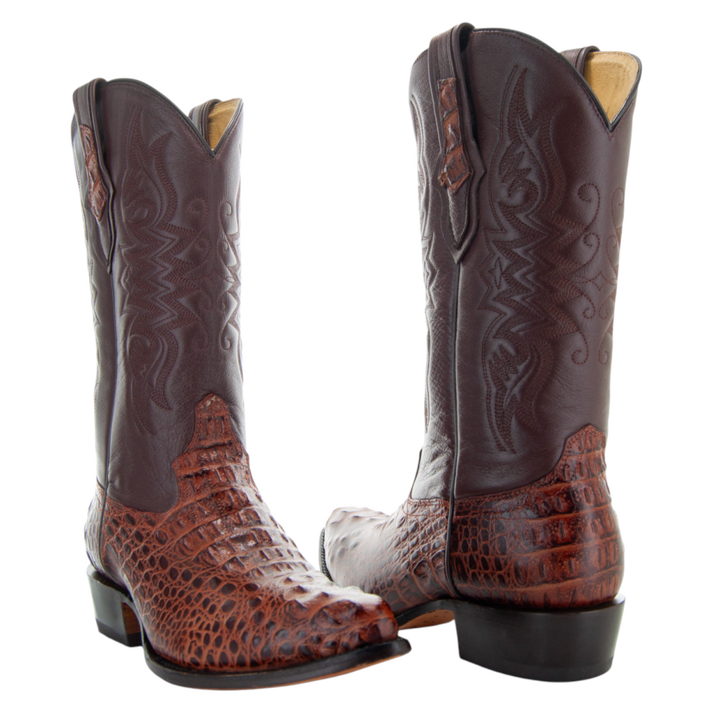 Soto Boots Men's Gator Tail Print Cowboy Boots – Cognac Leather | J Toe | Goodyear Welt