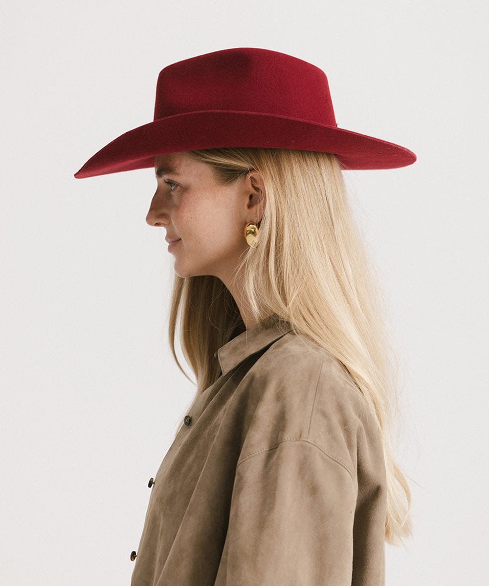 GIGI PIP Dean Rancher Women's Felt Cowboy Hat – Pinched Crown & Genuine Leather Band | 5 Colors