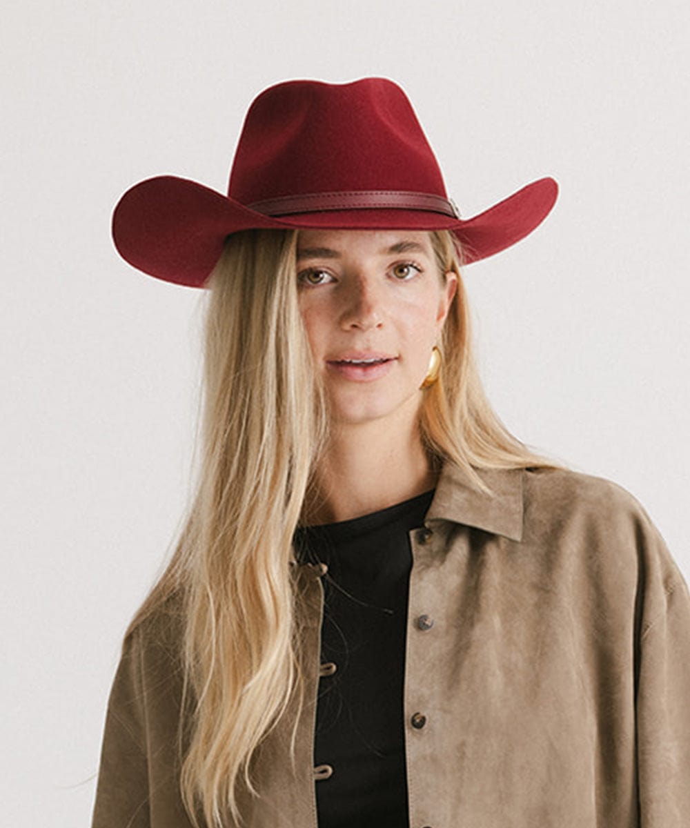 GIGI PIP Dean Rancher Women's Felt Cowboy Hat – Pinched Crown & Genuine Leather Band | 5 Colors